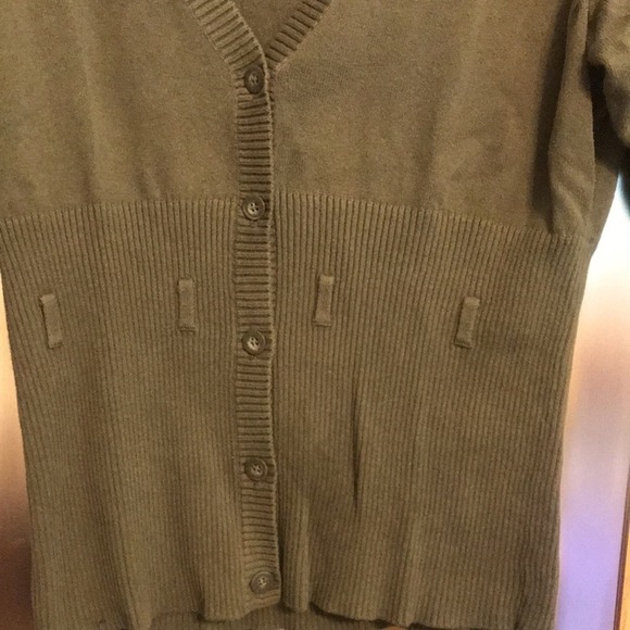 Torrid size 0 olive green button up V neck button up sweater belt loops - Picture 4 of 8